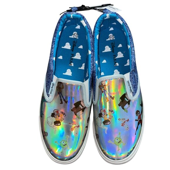Disney/Pixar Womens Irredescent Silver Slip On Sneakers-Size 10-NWT - Picture 1 of 10
